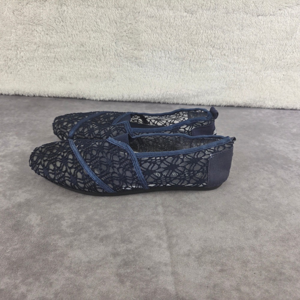 Tina-360 Womens Navy Blue Crochet Lace Mesh Slip On Flat Shoes Size 7